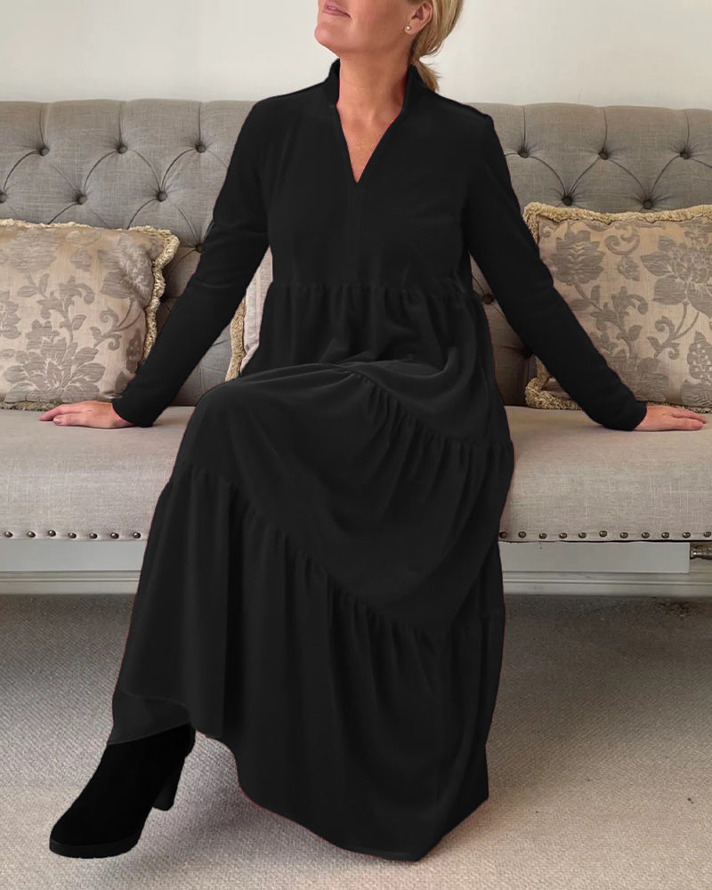 V-neck patchwork dress