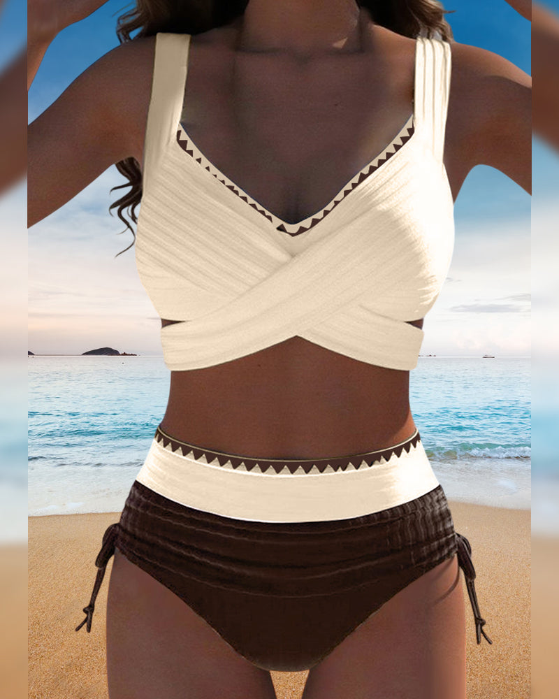 Casual Contrast Color Stitching Two-Piece Bikini