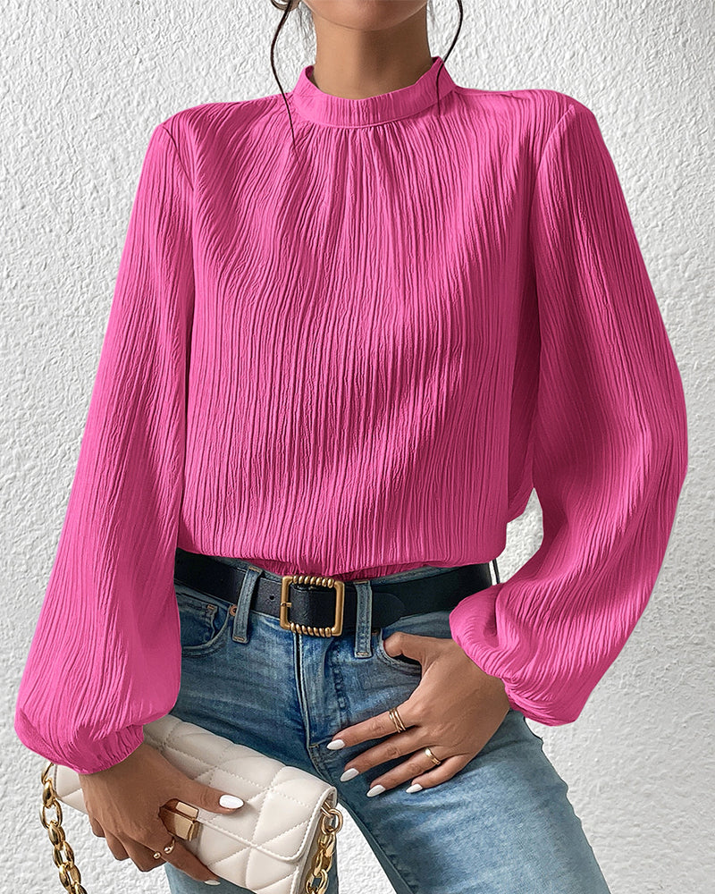Puff sleeve solid color elegant blouse