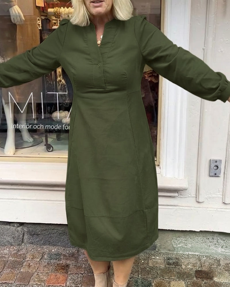 Casual Retro Long Sleeve Dress