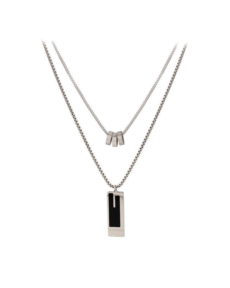 Double long necklace in titanium steel