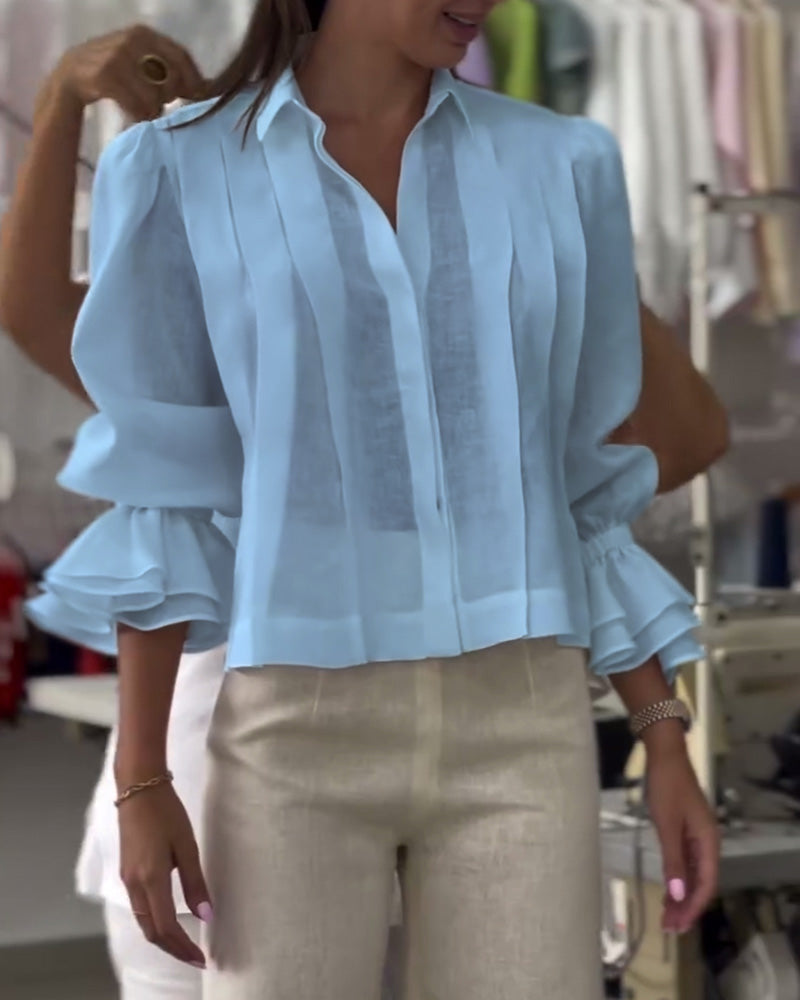 Puff Sleeve Ruffle Shirt