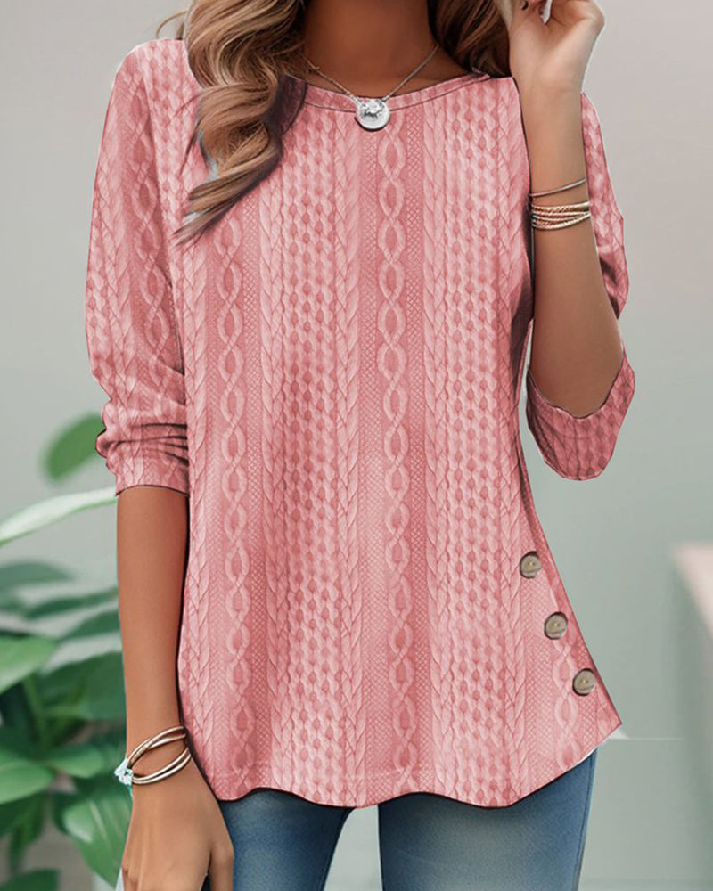 Solid Color Round Neck Top