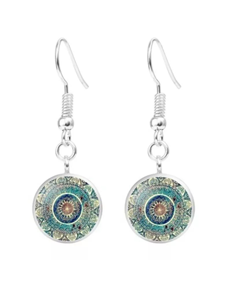 Mandala flower time gemstone necklace set