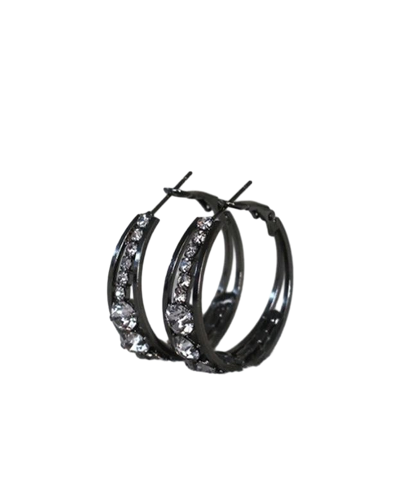 Rhinestone-encrusted large hoop earrings