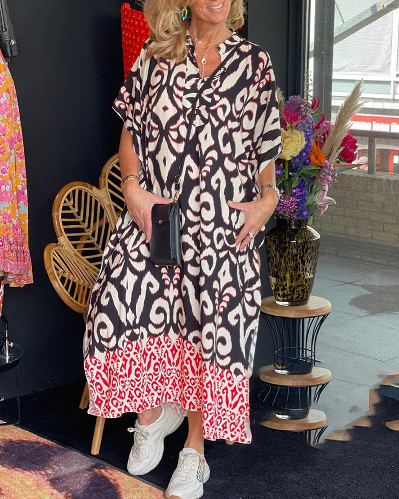 Printed v-neck dress