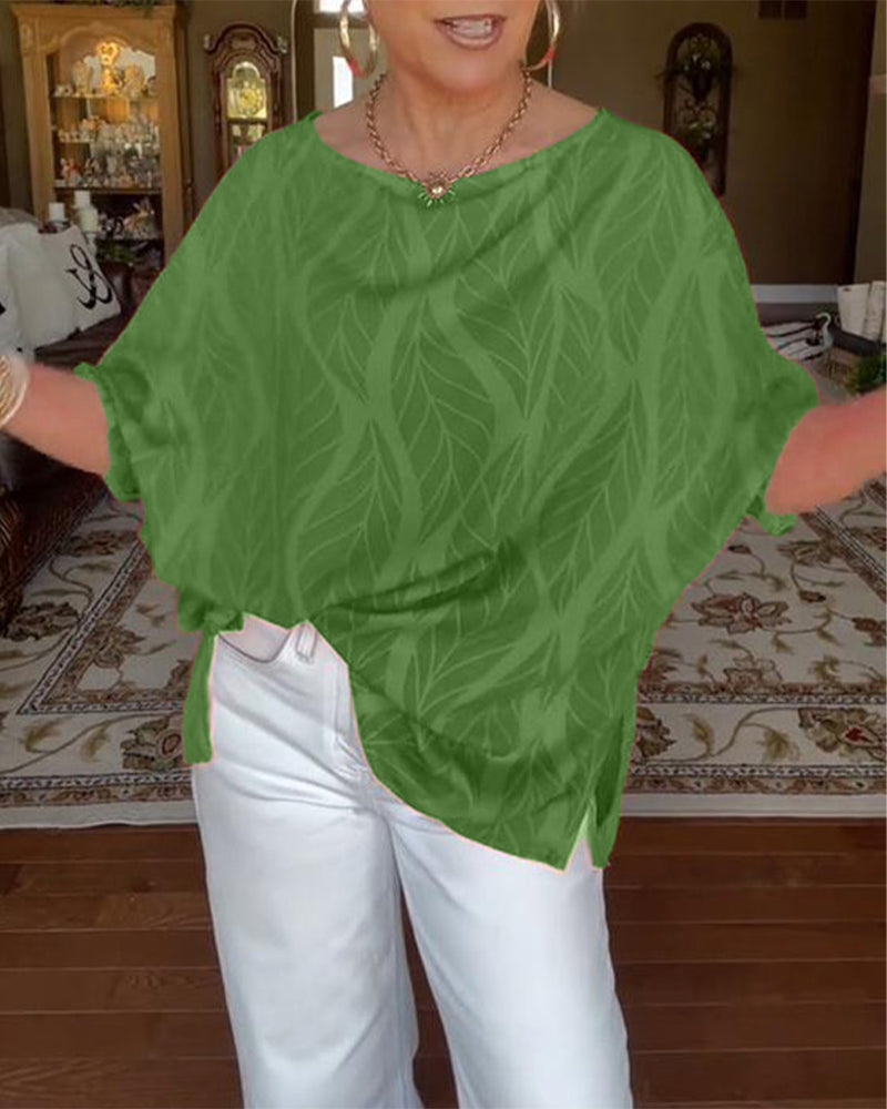 Round Neck Loose Print Blouse