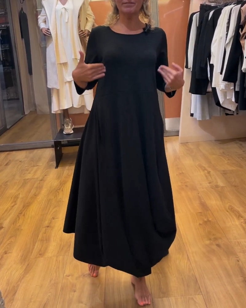 Long-sleeved crew neck dress