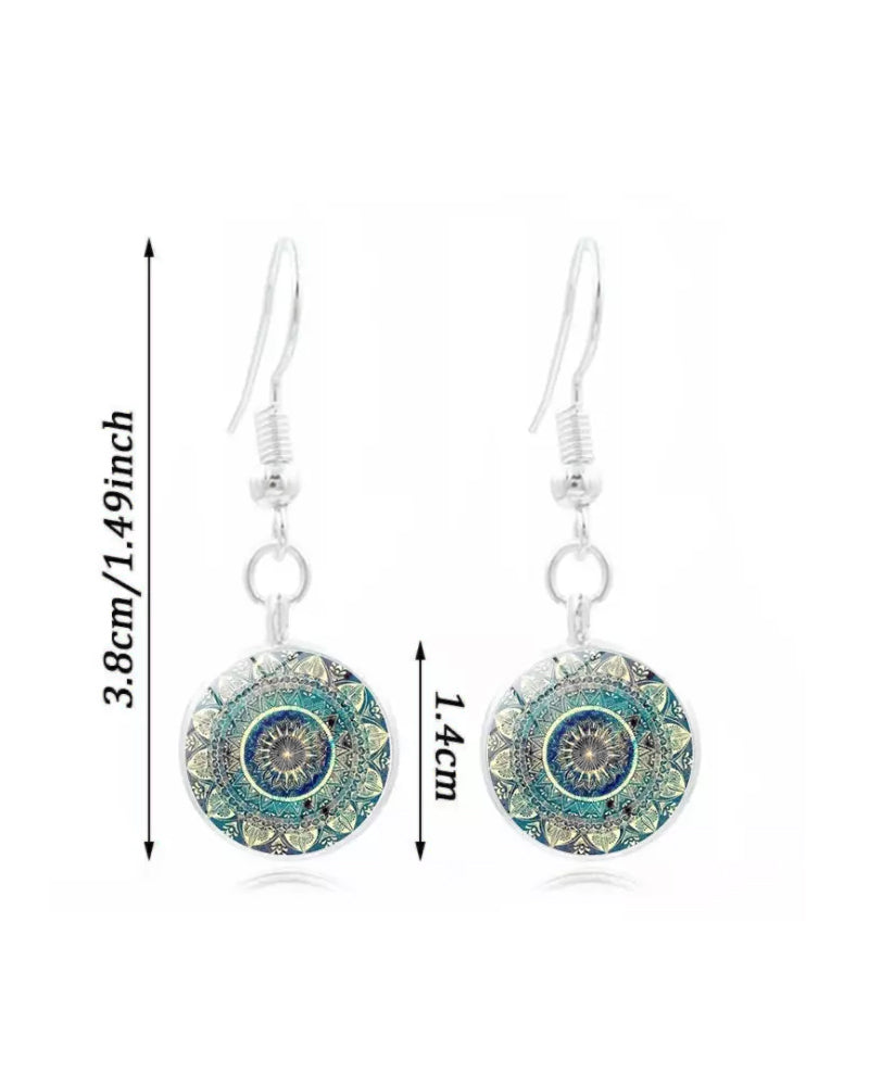 Mandala flower time gemstone necklace set