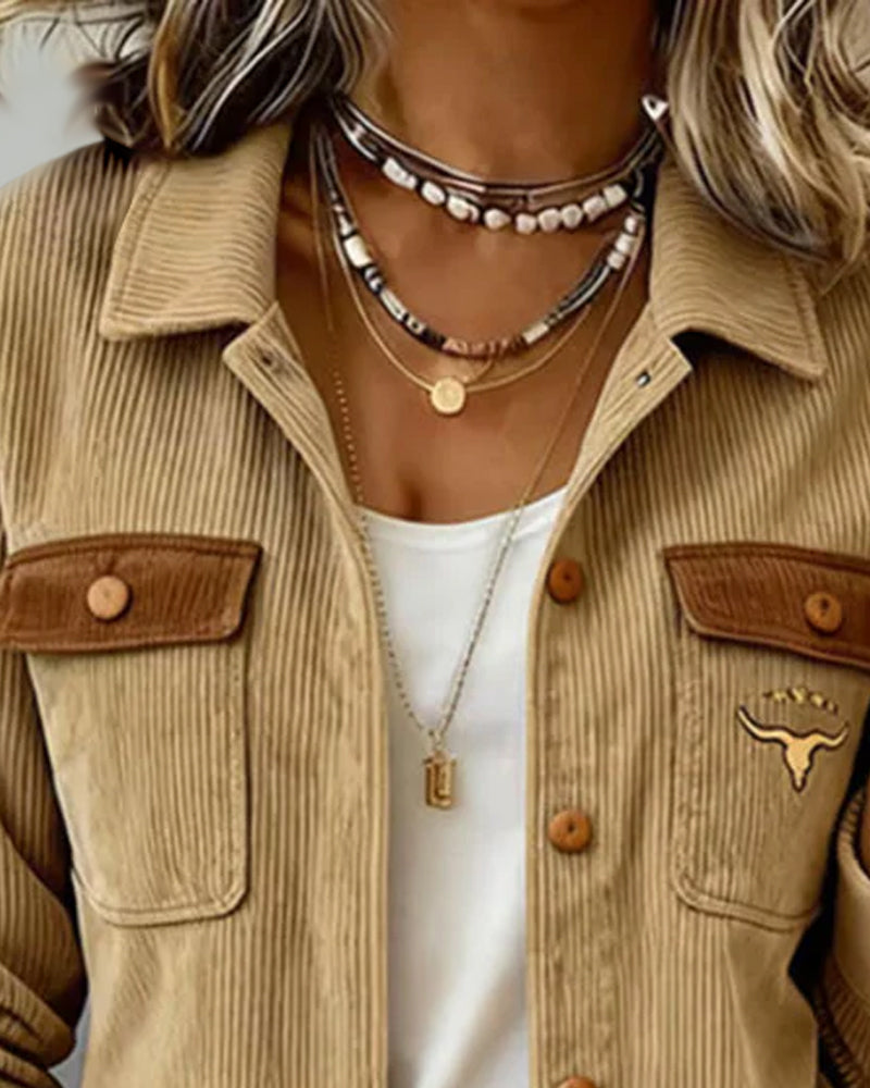 Corduroy Button Up Lapel Jacket