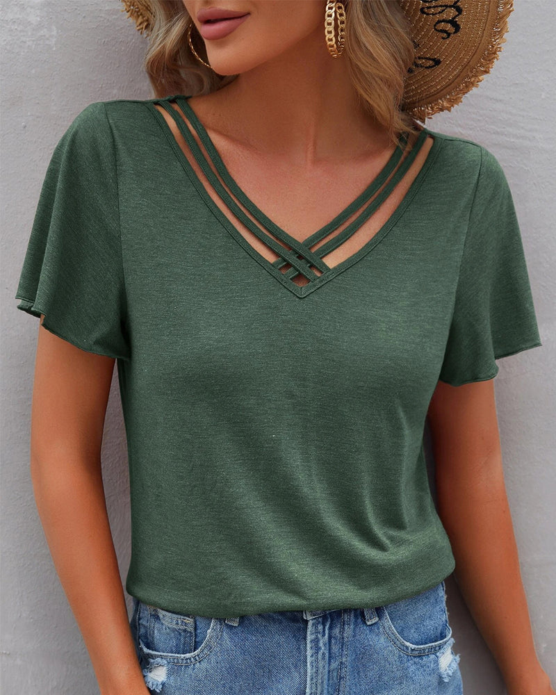 Solid color Cut Out T-shirt