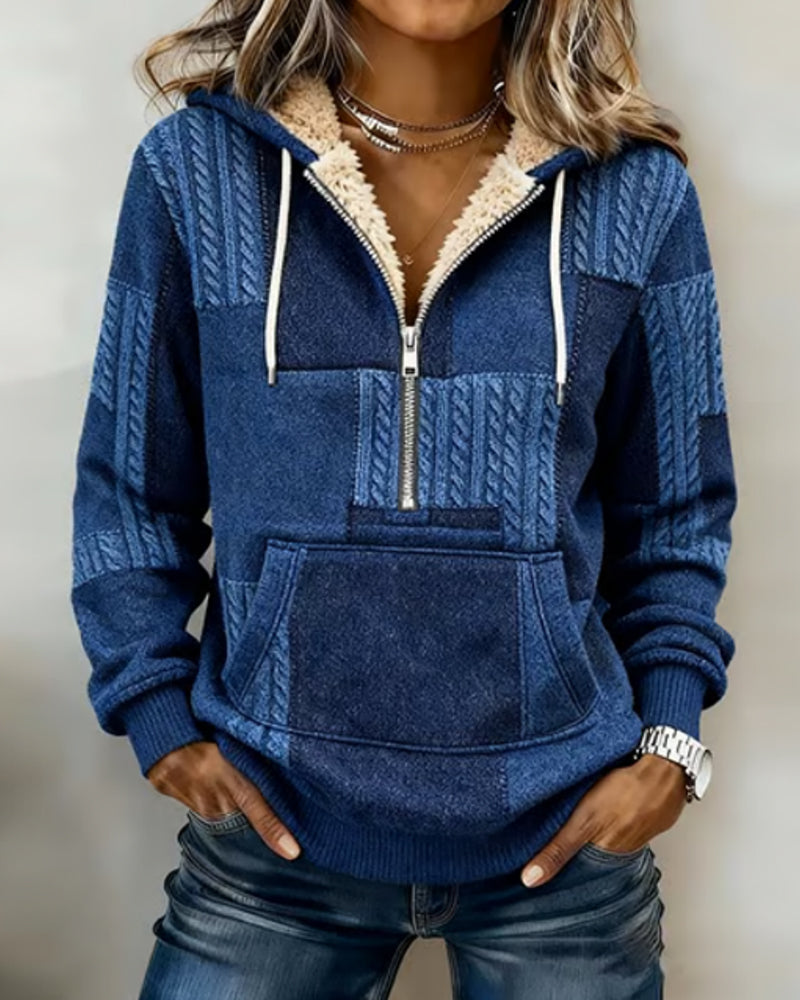 Casual Half-Zip Pocket Hoodie