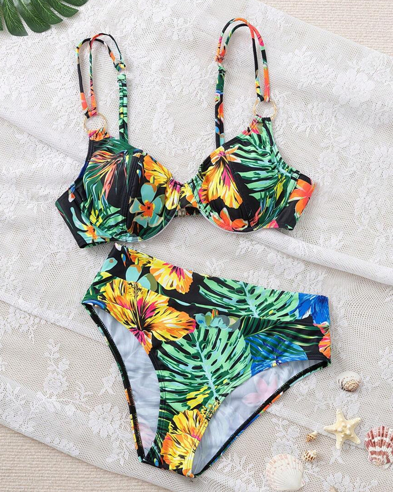 Sexy Printed Push-Up Bra Triangle Bikini