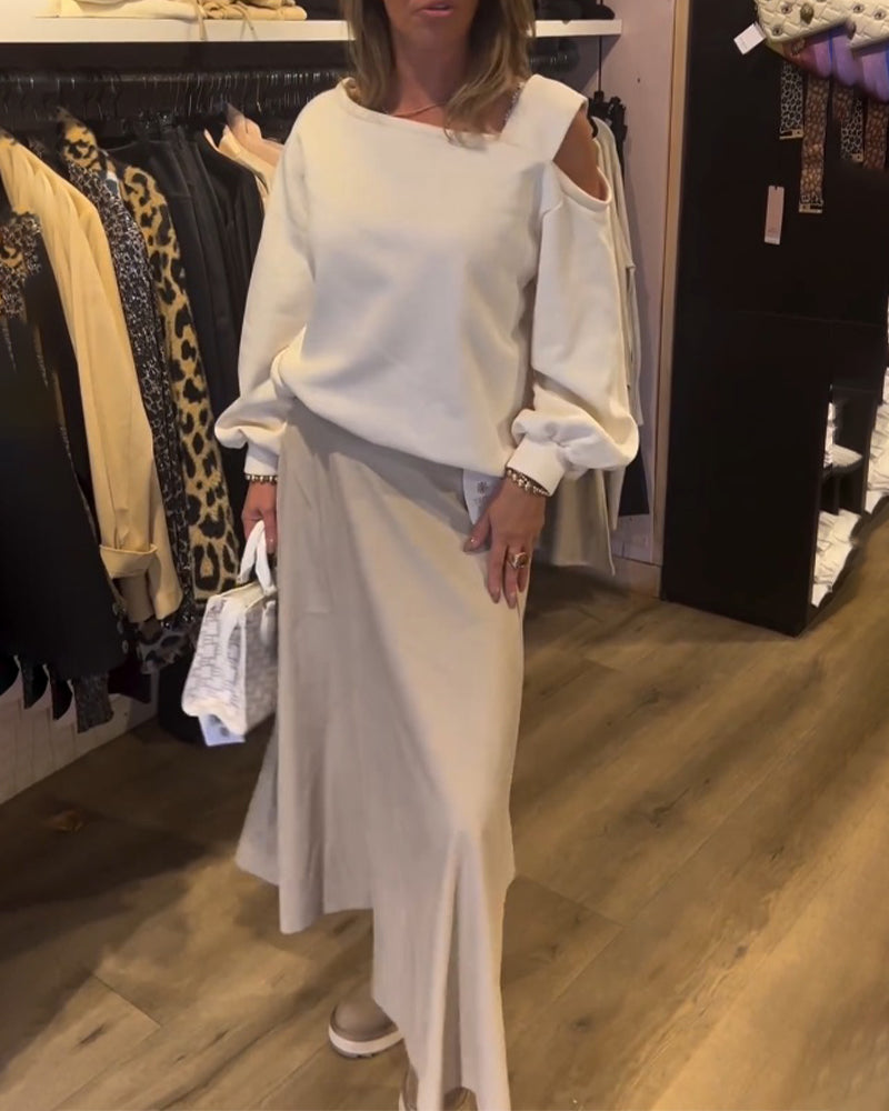 Cold Shoulder Simple Sweatshirt