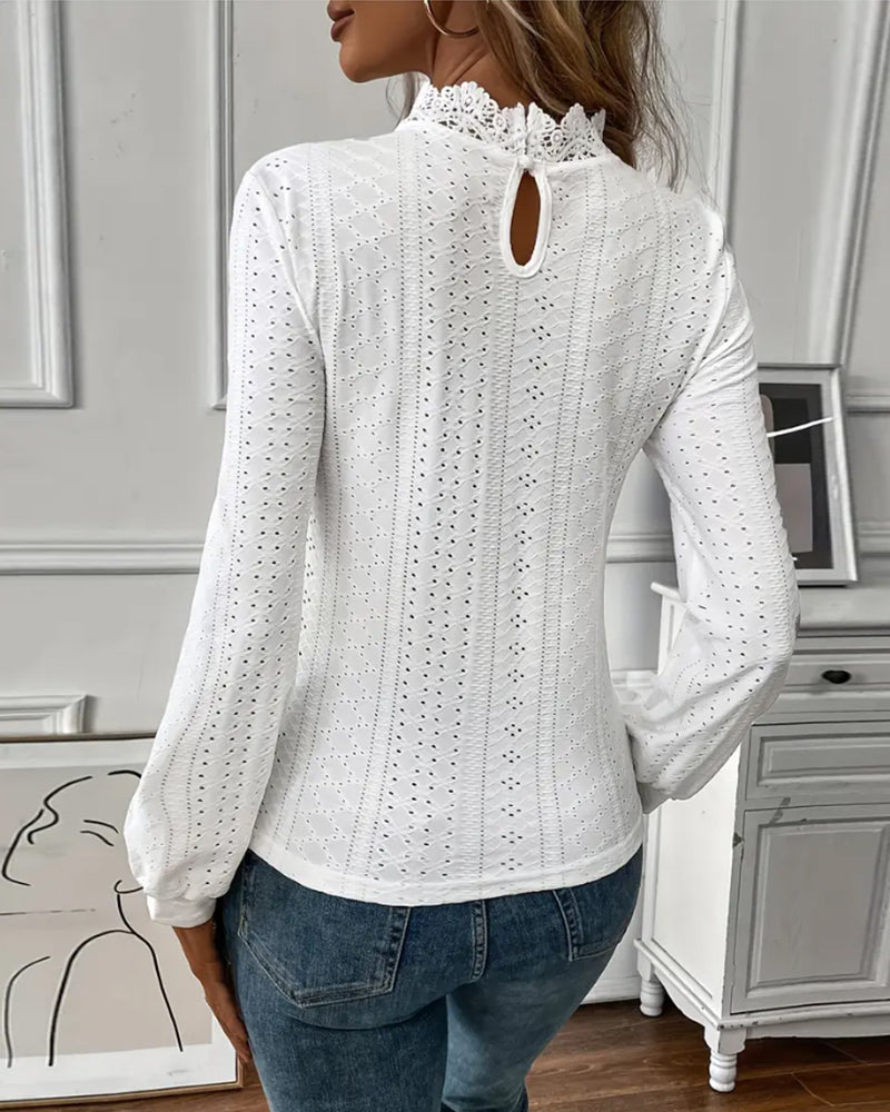 Lace Round Neck Long Sleeve Top