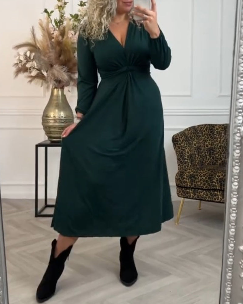 Sexy solid color Dress with Long Sleeve