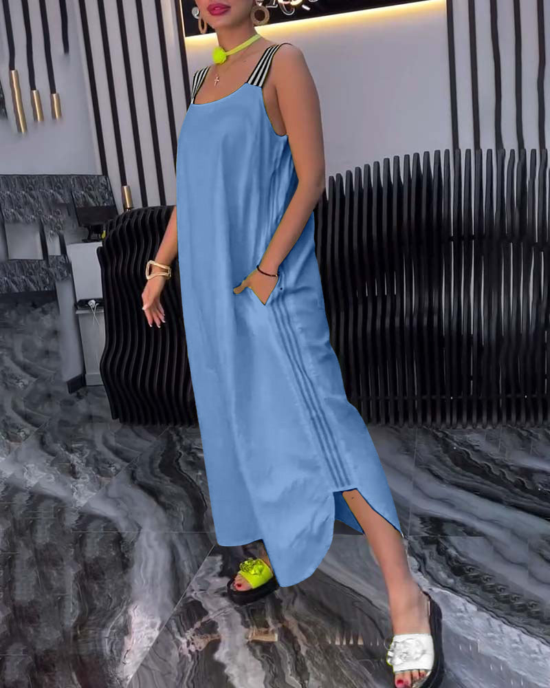 Spliced Suspender Loose Dress