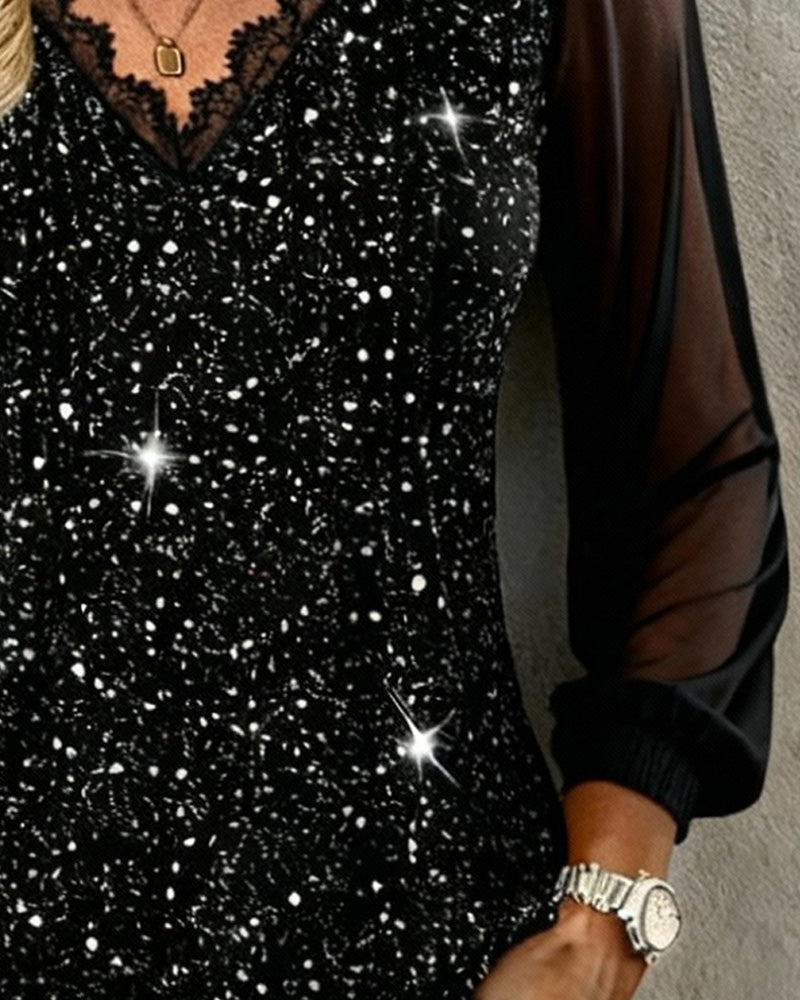 Fashionable Long-Sleeved V-Neck Blouse