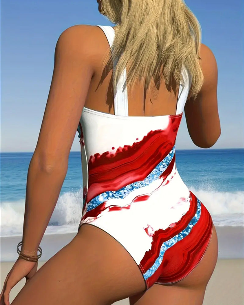 One Piece Printed Bikini