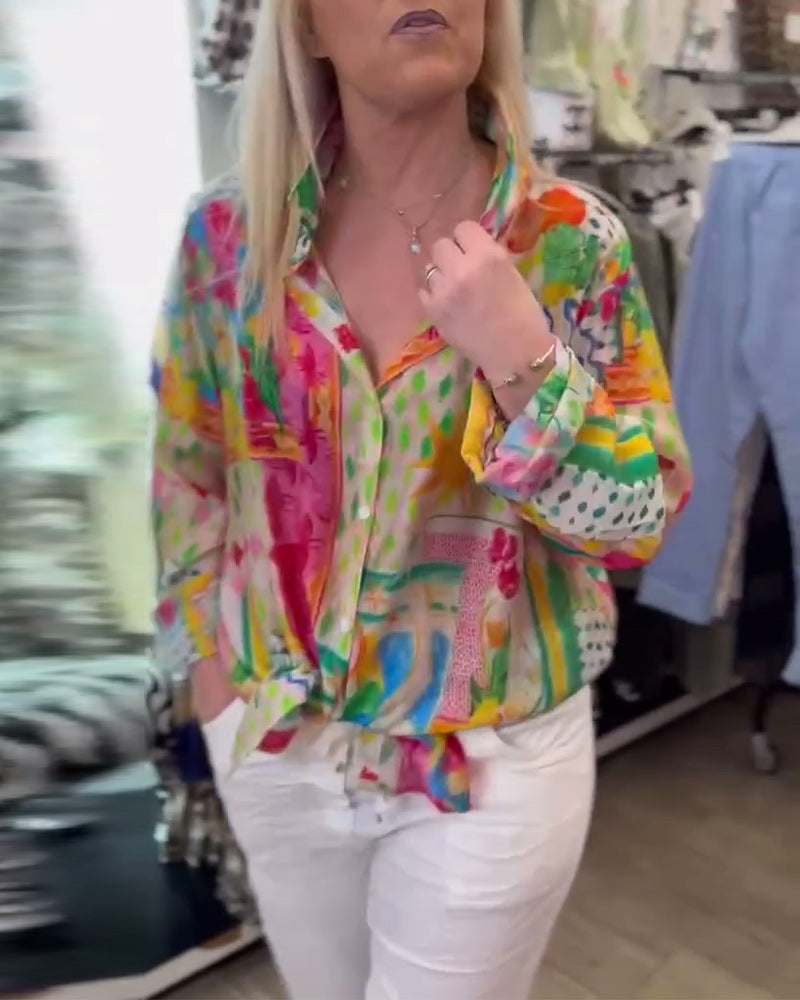 Colorful Stylish Lapel Shirt