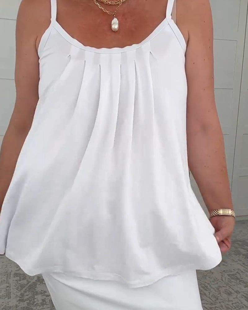 Suspender Pleated Bottoming Vest