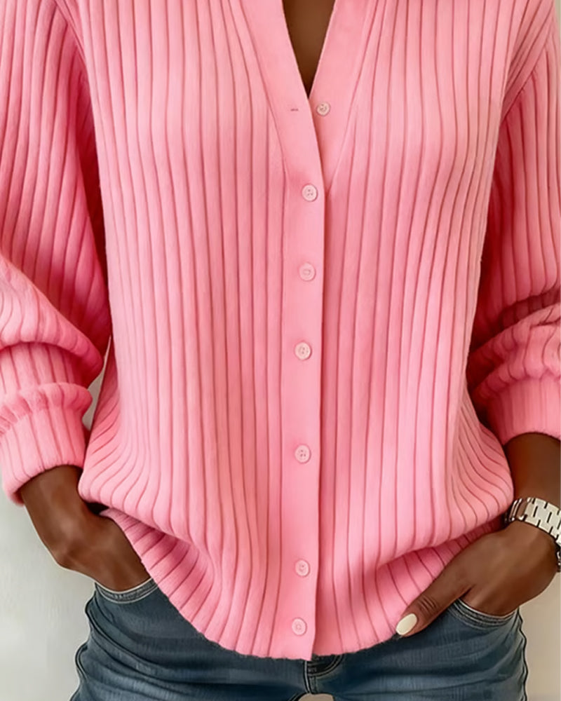 Round Neck Solid Color Long Sleeve Jumper