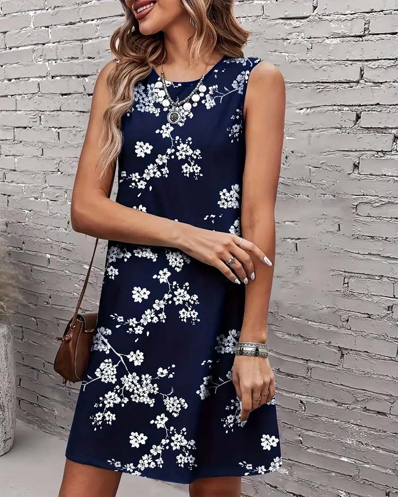Sleeveless Slim Print Dress
