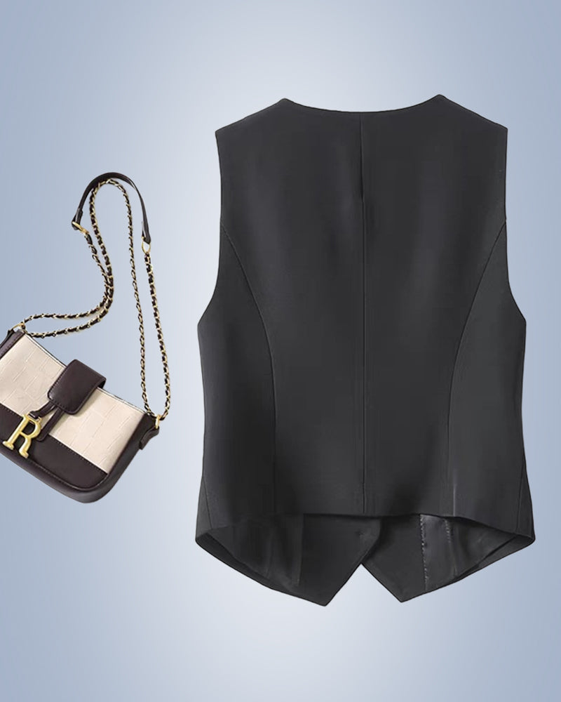 Solid color women's suit vest jacket