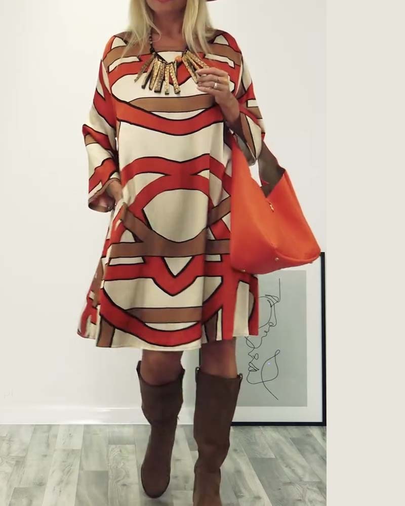 Round neck printed dress