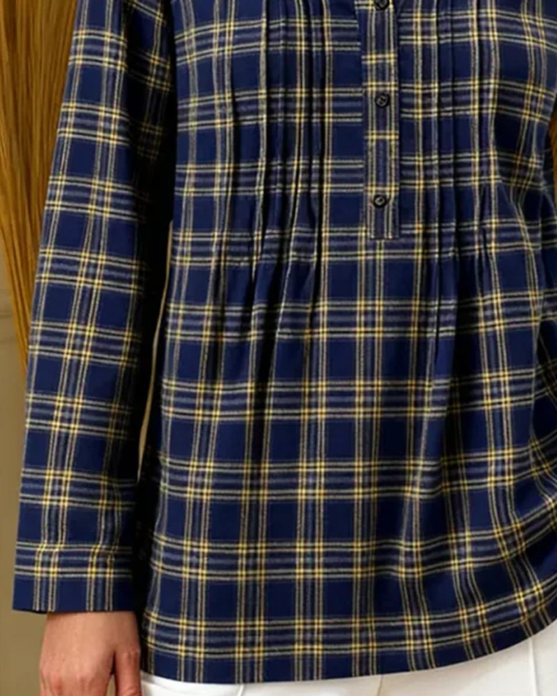 Long-Sleeved Loose Plaid Shirt
