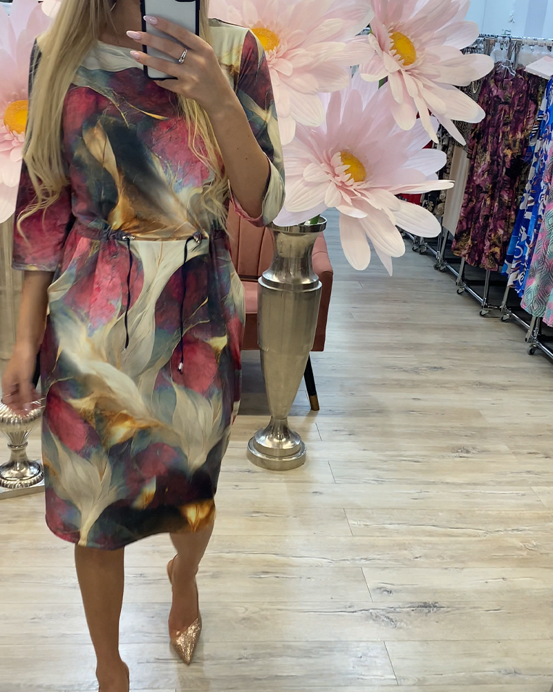 Retro Color Block Patchwork Gradient Dress