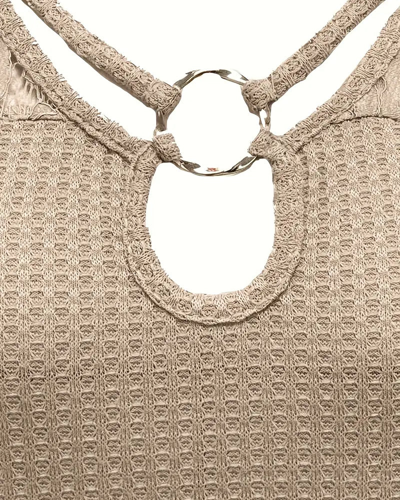 Lace Panel Knitted T-Shirt