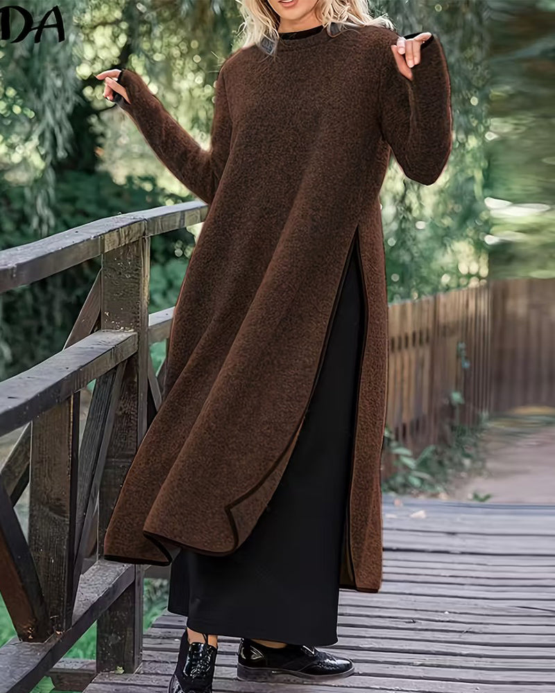 Casual Warm Side Slit Long Dress