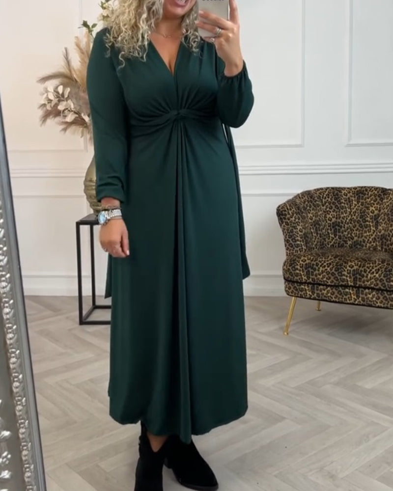 Sexy solid color Dress with Long Sleeve