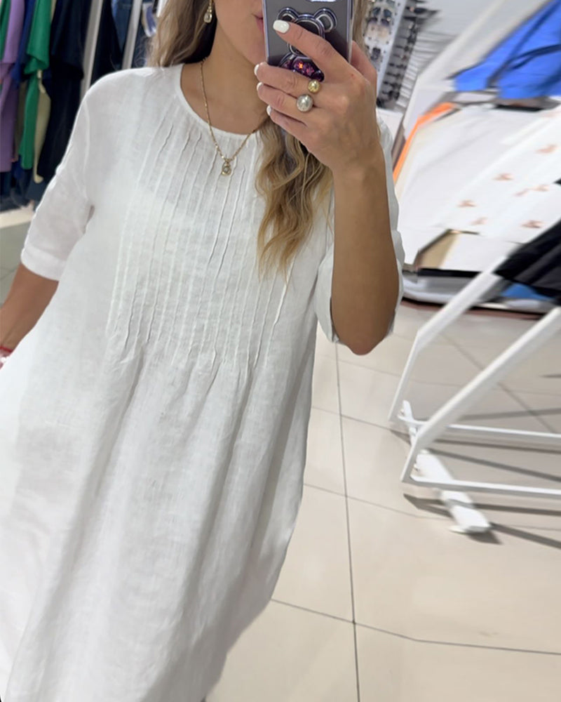 Casual solid color half sleeve loose dress