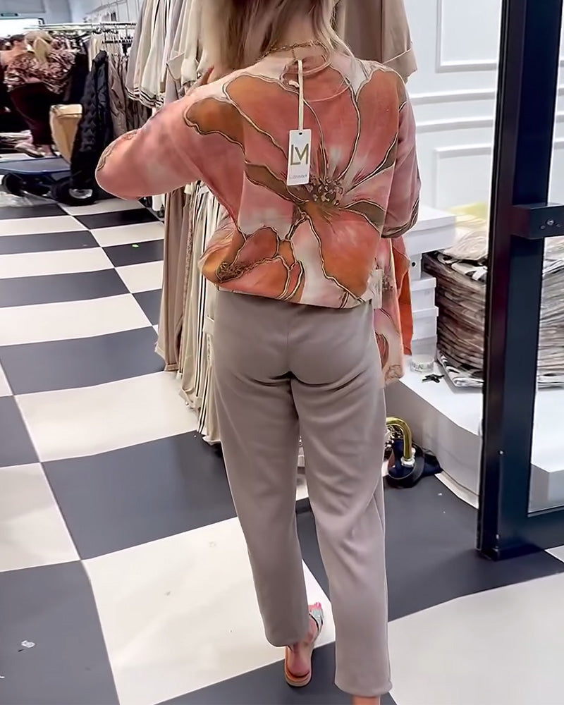 Crew Neck Printed Loose Jumper