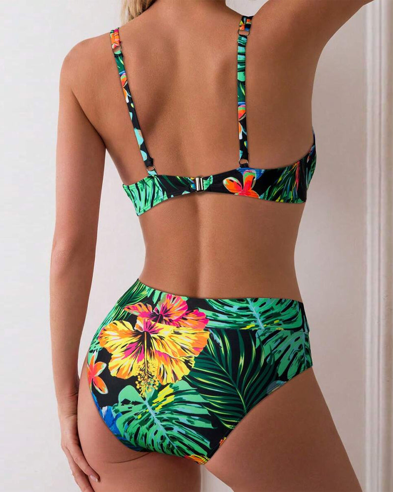 Sexy Printed Push-Up Bra Triangle Bikini