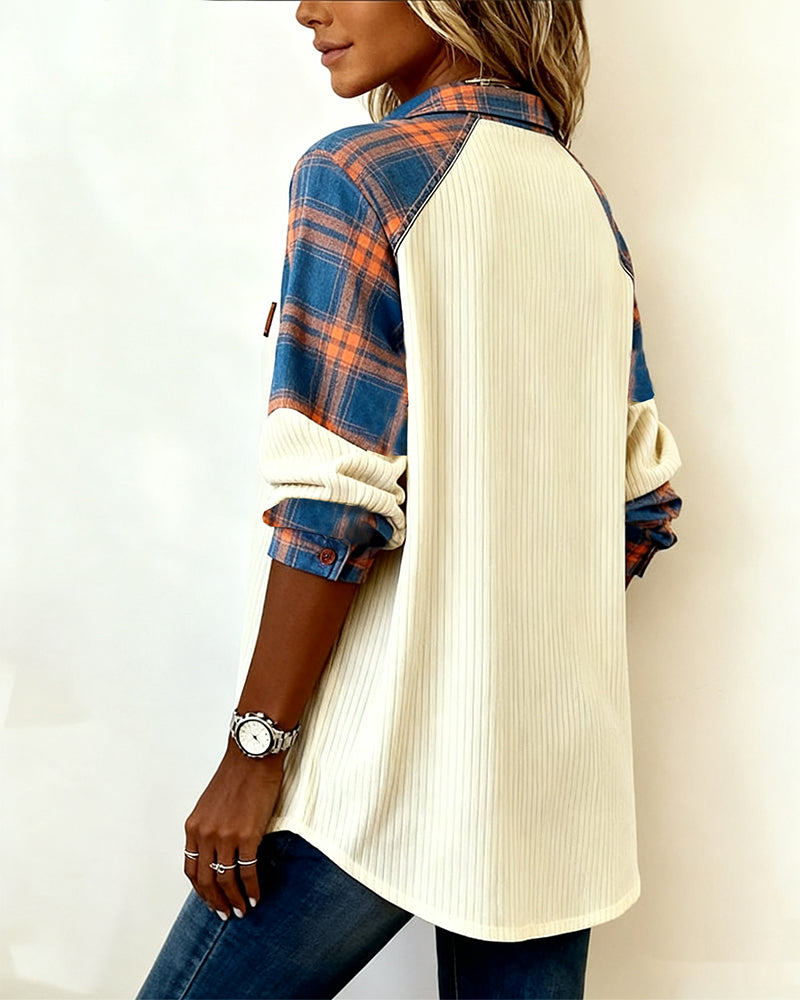 Plaid Corduroy Contrast Shirt