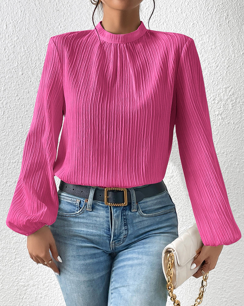 Puff sleeve solid color elegant blouse