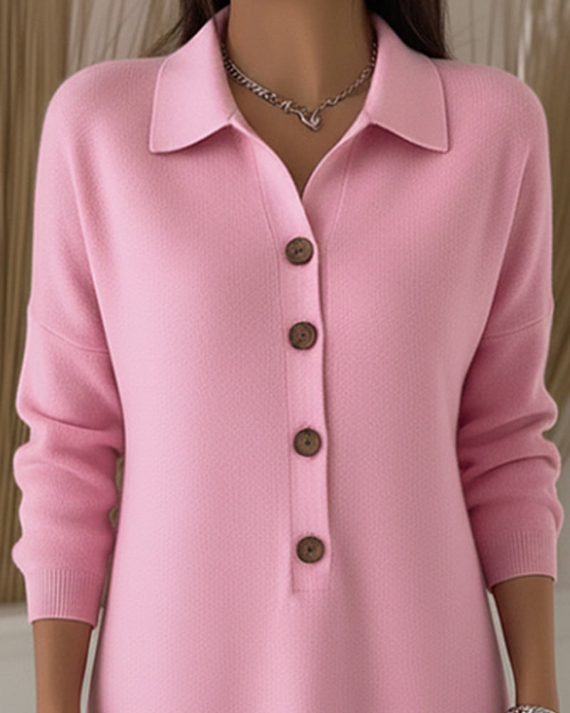 Fashionable Button-Down Lapel Dress