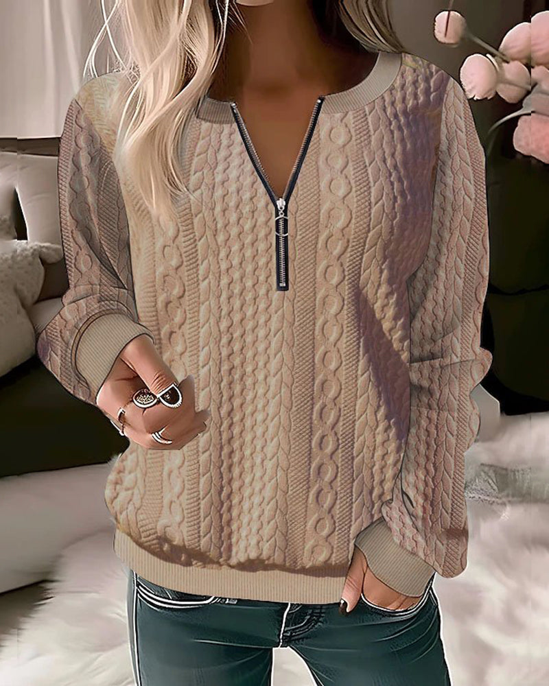 Solid color zipper sweatshirt