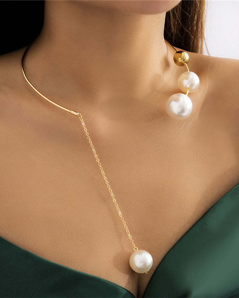 Faux pearl women's clavicle necklace