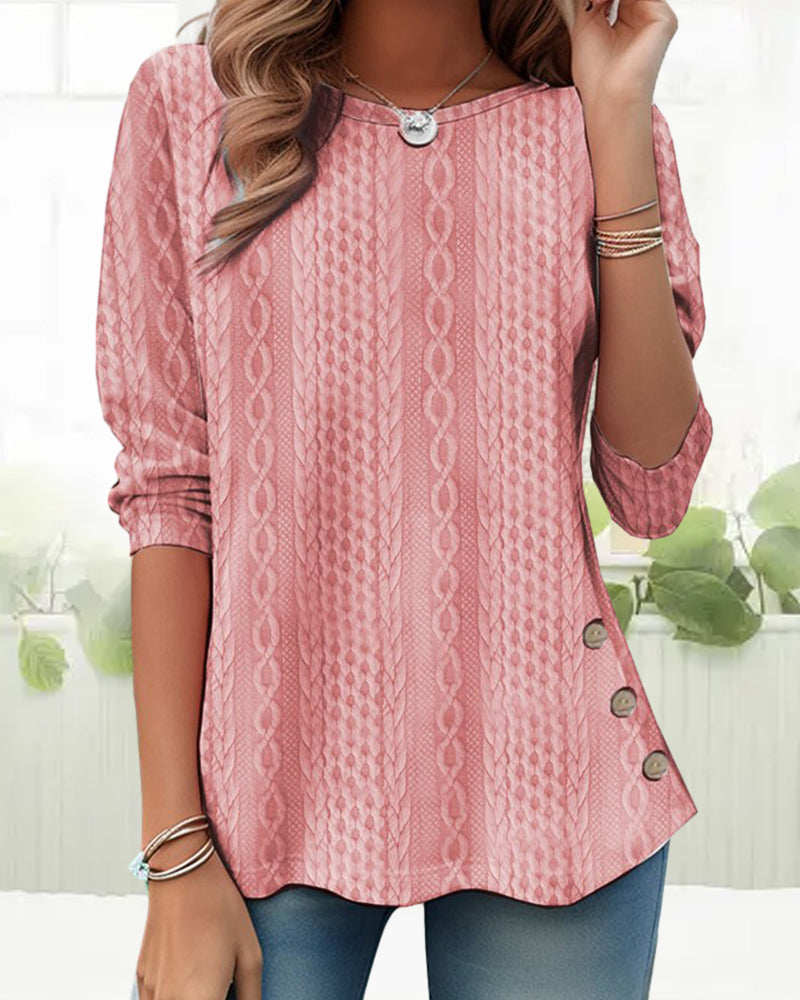 Solid Color Round Neck Top