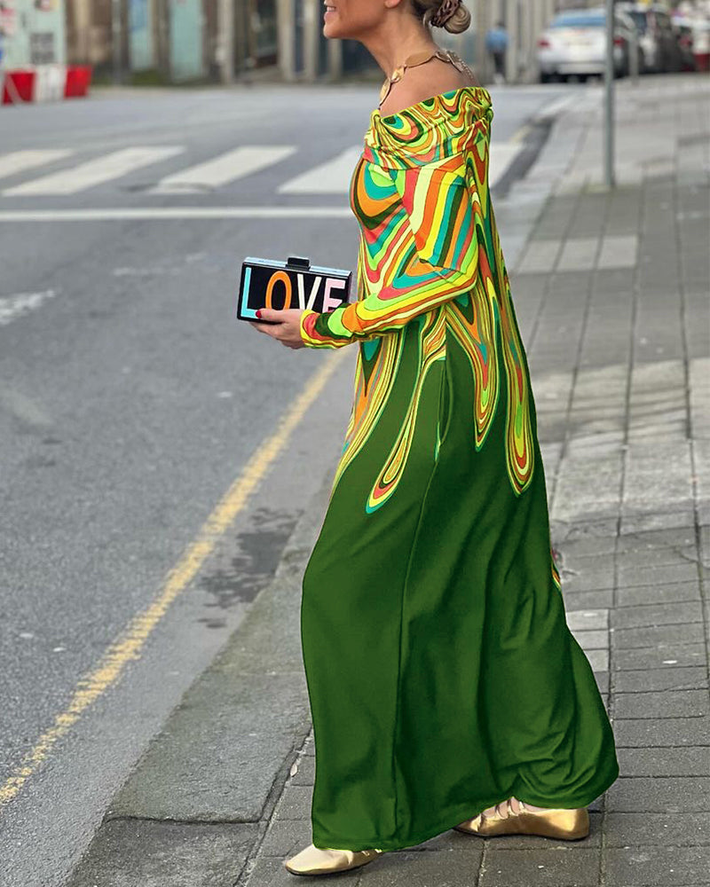 Long sleeve off shoulder elegant maxi dress