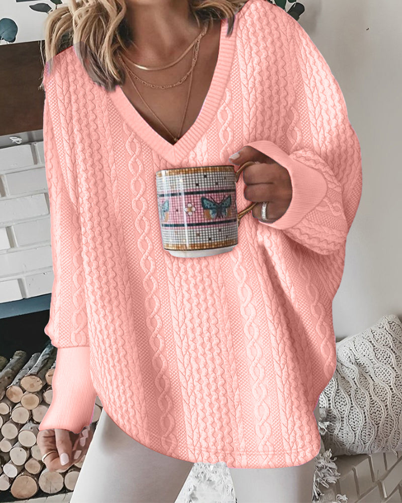 V neck long sleeve sweatshirt