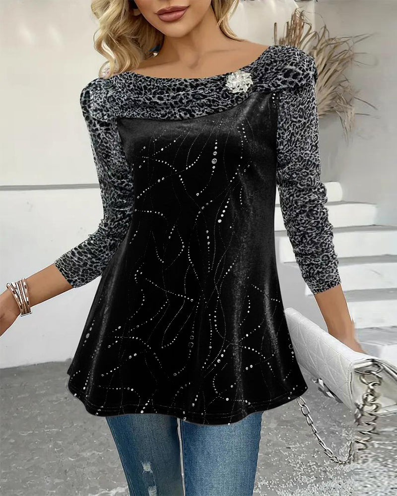 Leopard Print Long-Sleeved Top