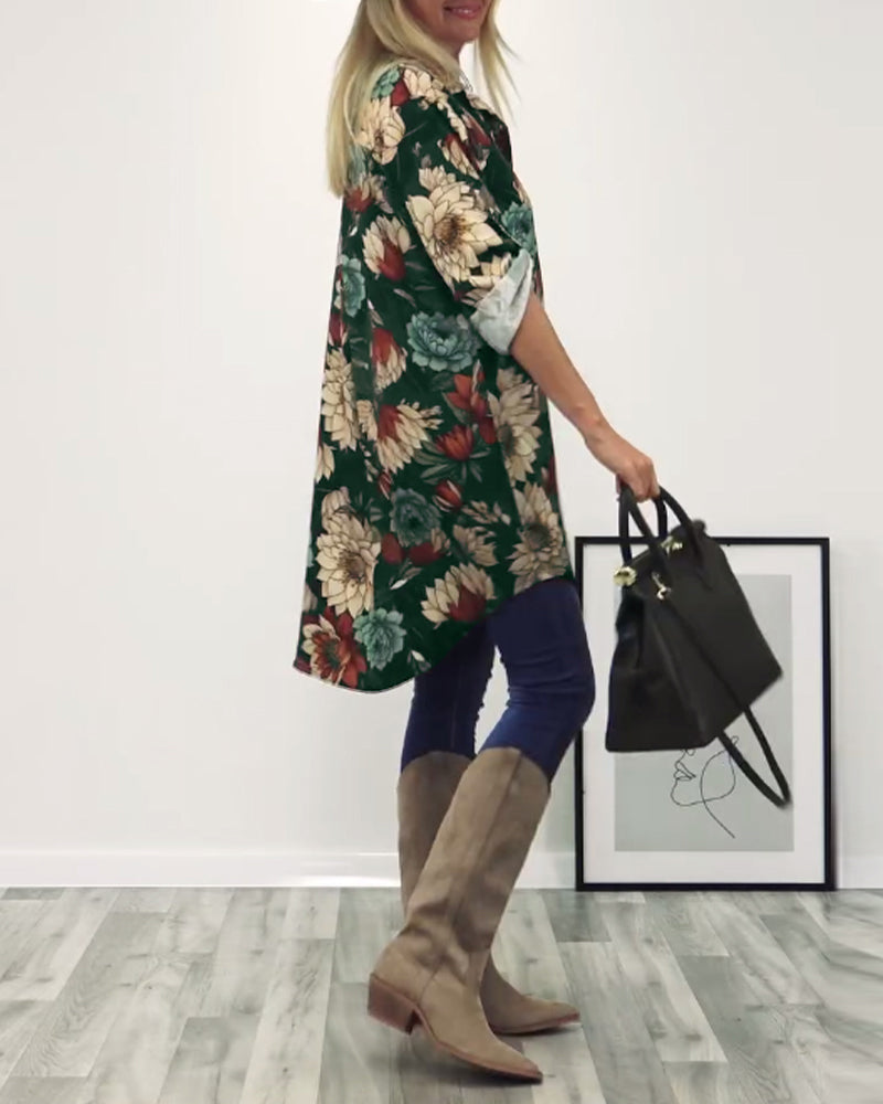 Lapel leopard print shirt