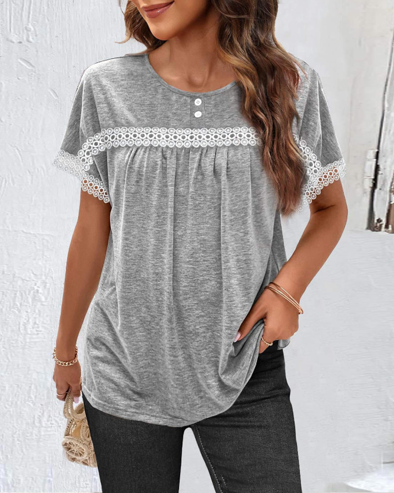 Round Neck Lace T-shirt