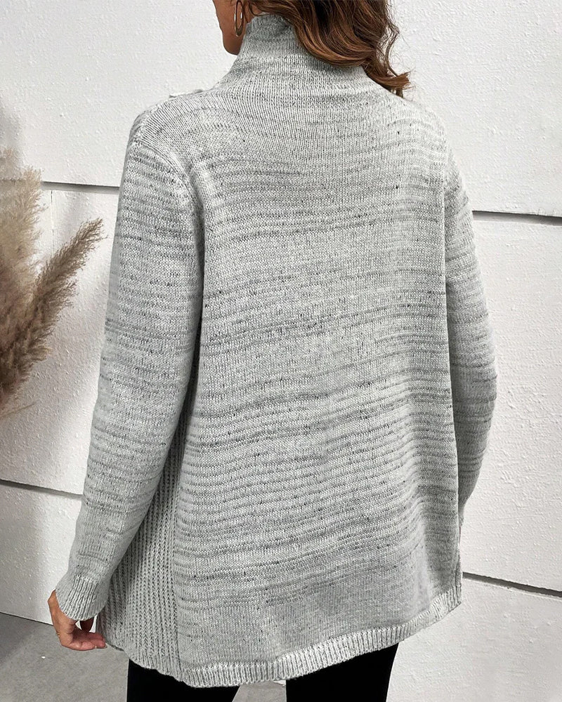 Slit solid color casual sweater