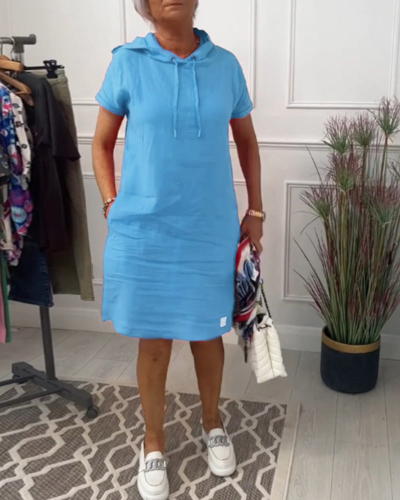 Hooded short sleeve casual dress